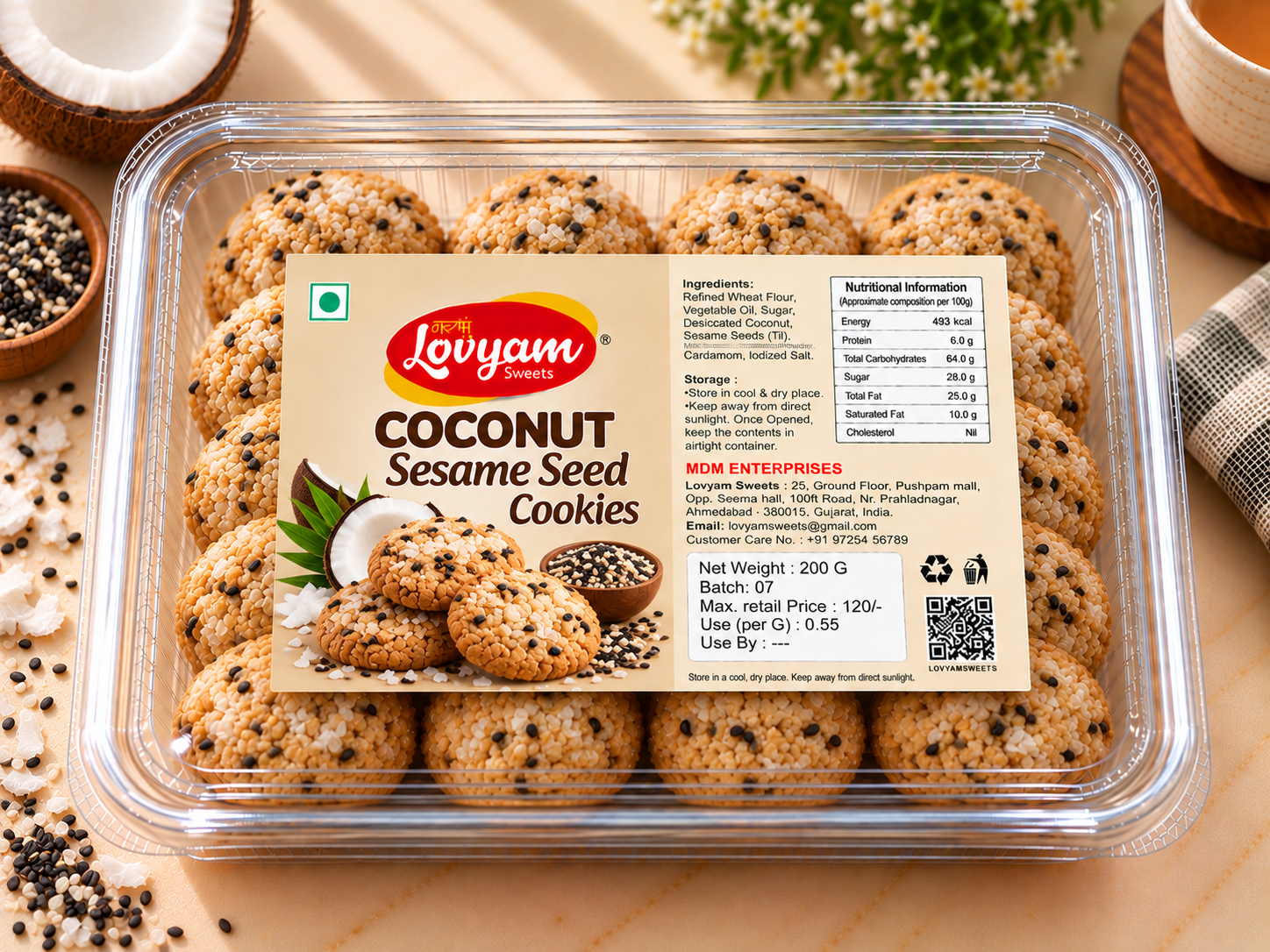Coconut Sesame Seed Cookies